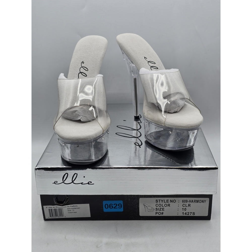 Ellie Shoes Women's 609-Harmony‎ Platform Dress Sandal 6" W Rhinestone Sz 10 NIB